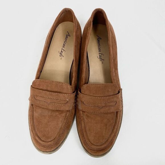 American Eagle Tan Faux Suede Loafers Shoes - Picture 2 of 7